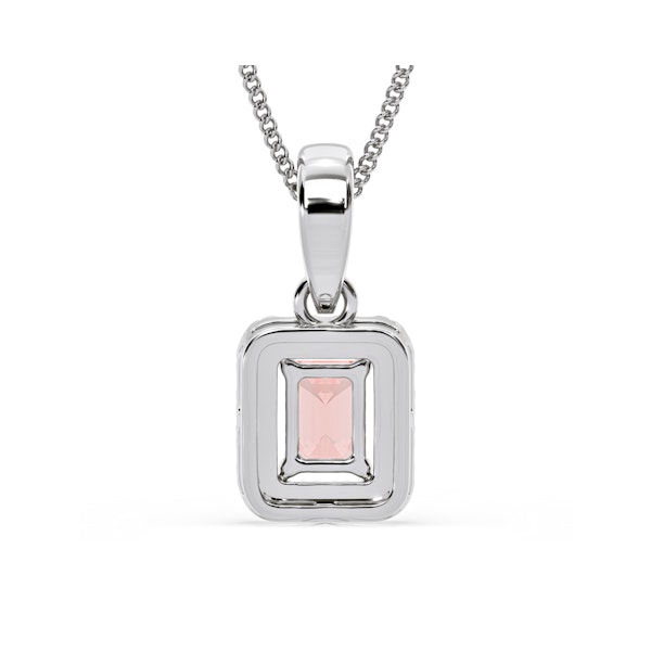 Annabelle Pink Lab Diamond Emerald Cut Halo Necklace 0.70ct in 18K White Gold - Elara Collection - Image 6