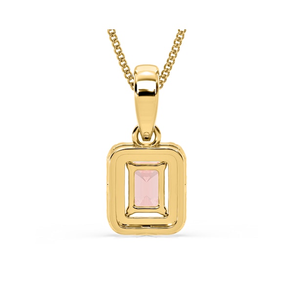 Annabelle Pink Lab Diamond Emerald Cut Halo Necklace 0.70ct in 18KGold - Elara Collection - Image 6