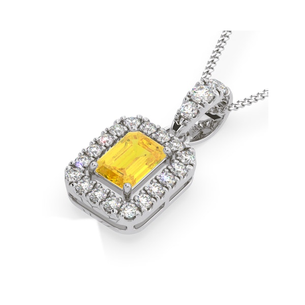 Annabelle Yellow Lab Diamond Emerald Cut Halo Necklace 1.38ct in 18K White Gold - Elara Collection - Image 3