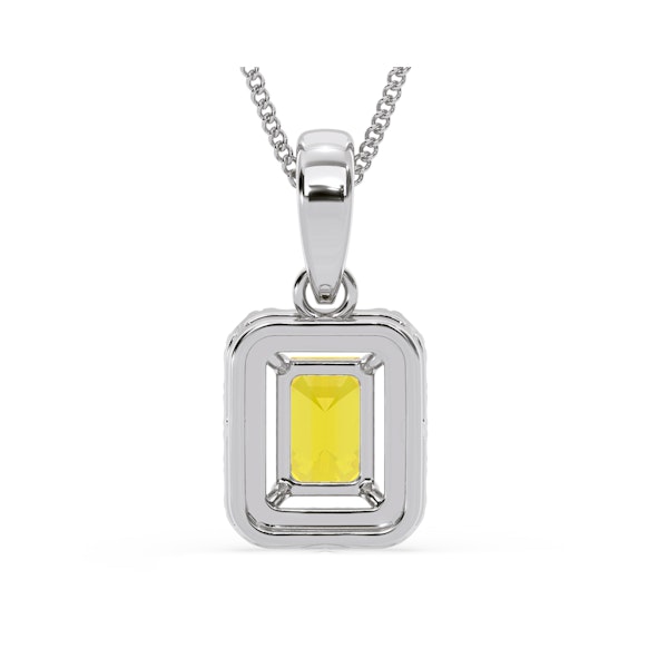 Annabelle Yellow Lab Diamond Emerald Cut Halo Necklace 1.38ct in 18K White Gold - Elara Collection - Image 6