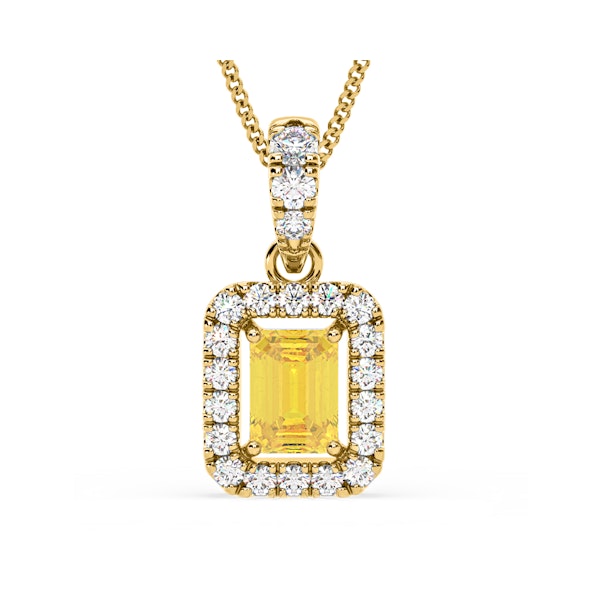 Annabelle Yellow Lab Diamond Emerald Cut Halo Necklace 1.38ct in 18KGold - Elara Collection - Image 1