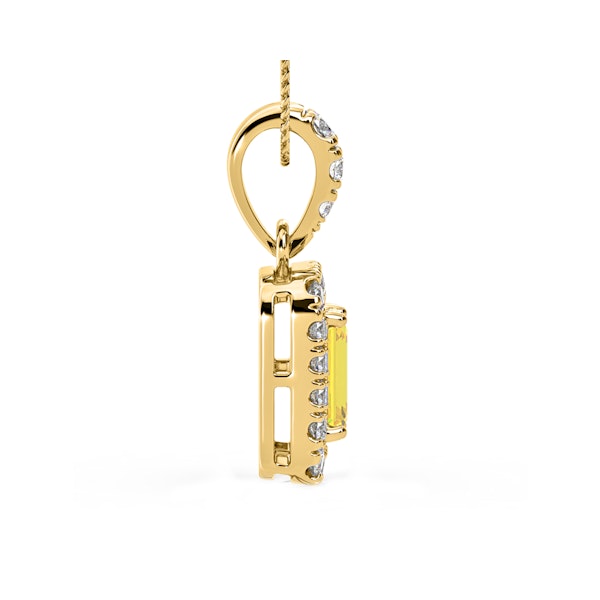Annabelle Yellow Lab Diamond Emerald Cut Halo Necklace 1.38ct in 18KGold - Elara Collection - Image 5