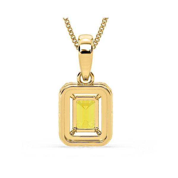 Annabelle Yellow Lab Diamond Emerald Cut Halo Necklace 1.38ct in 18KGold - Elara Collection - Image 6