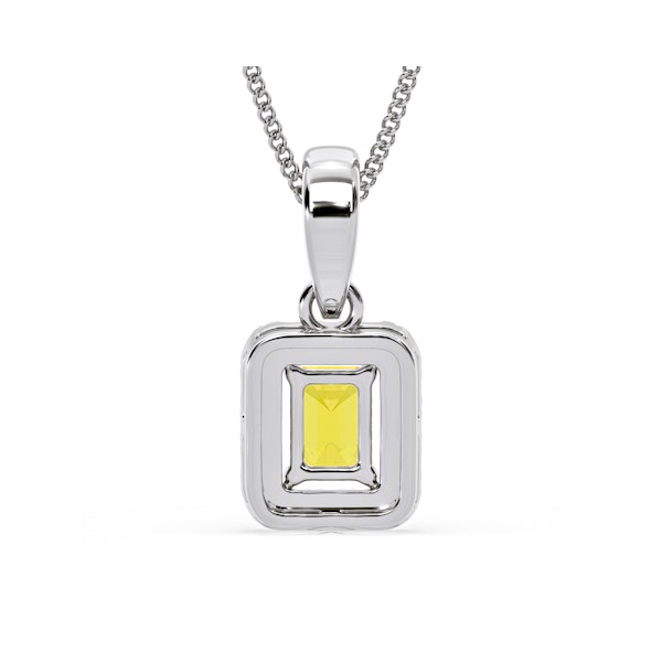 Annabelle Yellow Lab Diamond Emerald Cut Halo Necklace 0.70ct in 18K White Gold - Elara Collection - Image 6