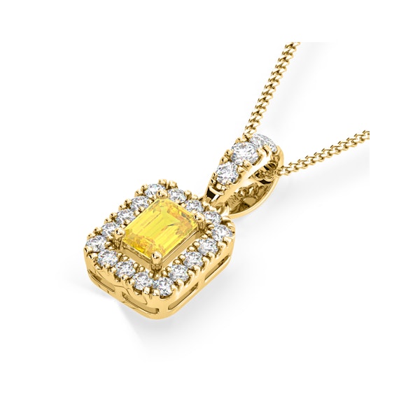 Annabelle Yellow Lab Diamond Emerald Cut Halo Necklace 0.70ct in 18KGold - Elara Collection - Image 3