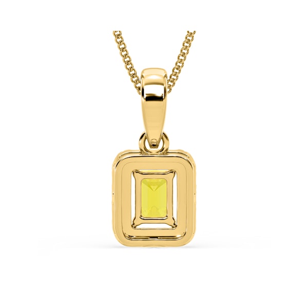 Annabelle Yellow Lab Diamond Emerald Cut Halo Necklace 0.70ct in 18KGold - Elara Collection - Image 6