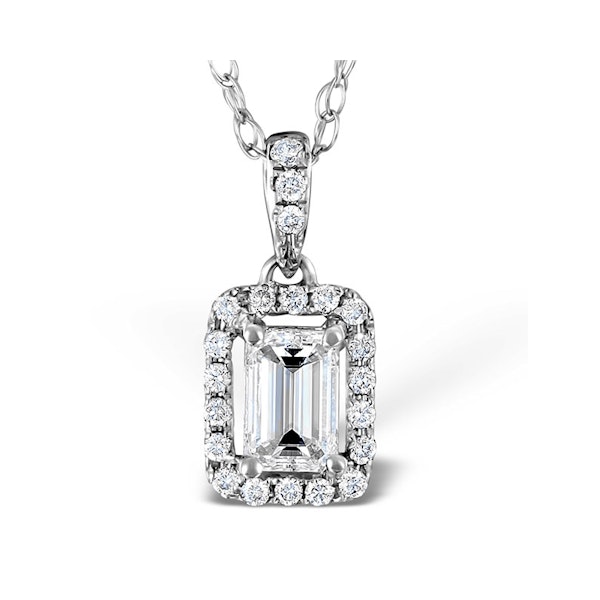 Ella 18K White Gold Diamond Emerald Cut Pendant 0.70ct G/VS - Image 1