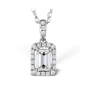 Ella 18K White Gold Diamond Emerald Cut Pendant 0.70ct H/SI