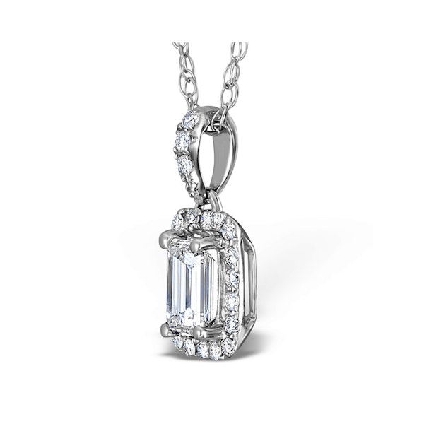 Ella 18K White Gold Diamond Emerald Cut Pendant 0.70ct G/VS - Image 2