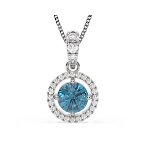 Ella Blue Lab Diamond 1.38ct Pendant Necklace in 18K White Gold - Elara Collection