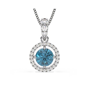 Ella Blue Lab Diamond 1.38ct Pendant Necklace in 18K White Gold - Elara Collection