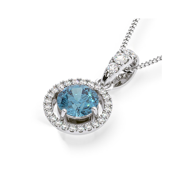 Ella Blue Lab Diamond 1.38ct Pendant Necklace in 18K White Gold - Elara Collection - Image 3