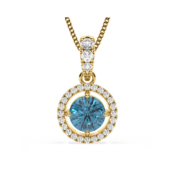 Ella Blue Lab Diamond 1.38ct Pendant Necklace in 18K Yellow Gold - Elara Collection - Image 1