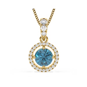 Ella Blue Lab Diamond 1.38ct Pendant Necklace in 18K Yellow Gold - Elara Collection