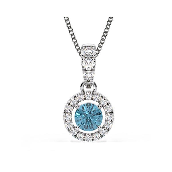 Ella Blue Lab Diamond 0.71ct Pendant Necklace in 18K White Gold - Elara Collection - Image 1