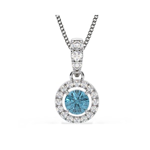Ella Blue Lab Diamond 0.71ct Pendant Necklace in 18K White Gold - Elara Collection