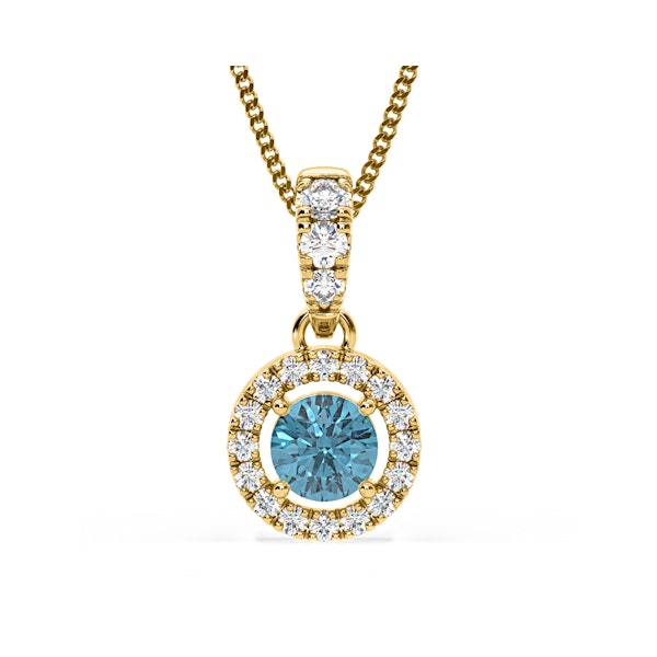 Ella Blue Lab Diamond 0.71ct Pendant Necklace in 18K Yellow Gold - Elara Collection - Image 1