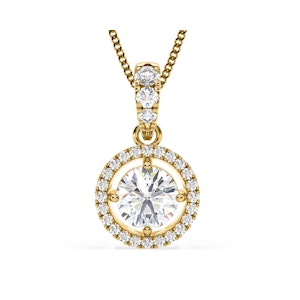 Ella Lab Diamond Halo 1.38ct Pendant Necklace in 18K Yellow Gold F/VS1