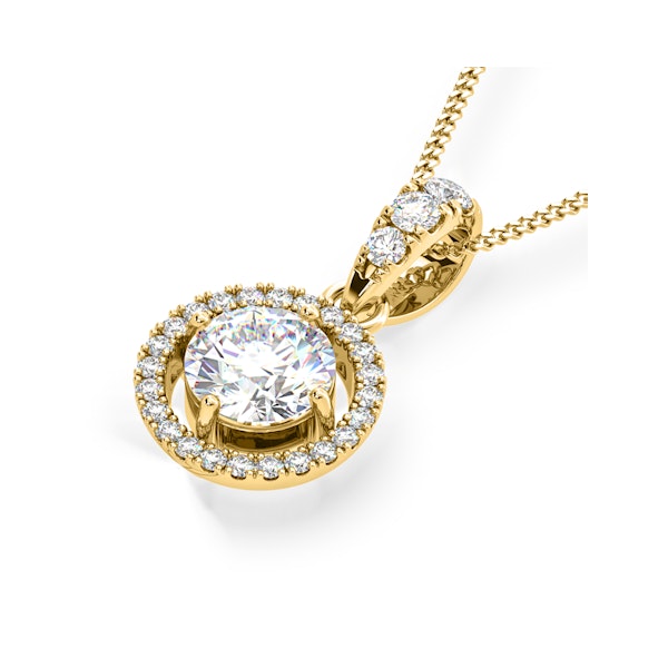 Ella Lab Diamond Halo 1.38ct Pendant Necklace in 18K Yellow Gold F/VS1 - Image 3