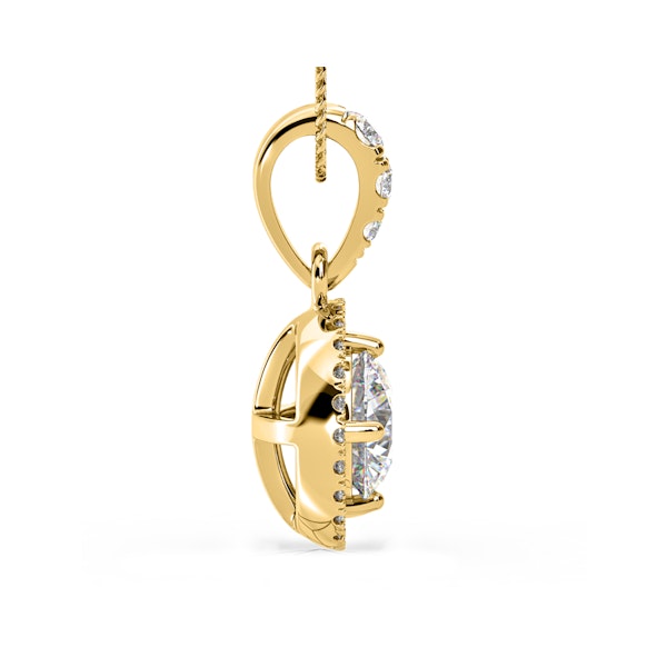 Ella Lab Diamond Halo 1.38ct Pendant Necklace in 18K Yellow Gold F/VS1 - Image 5