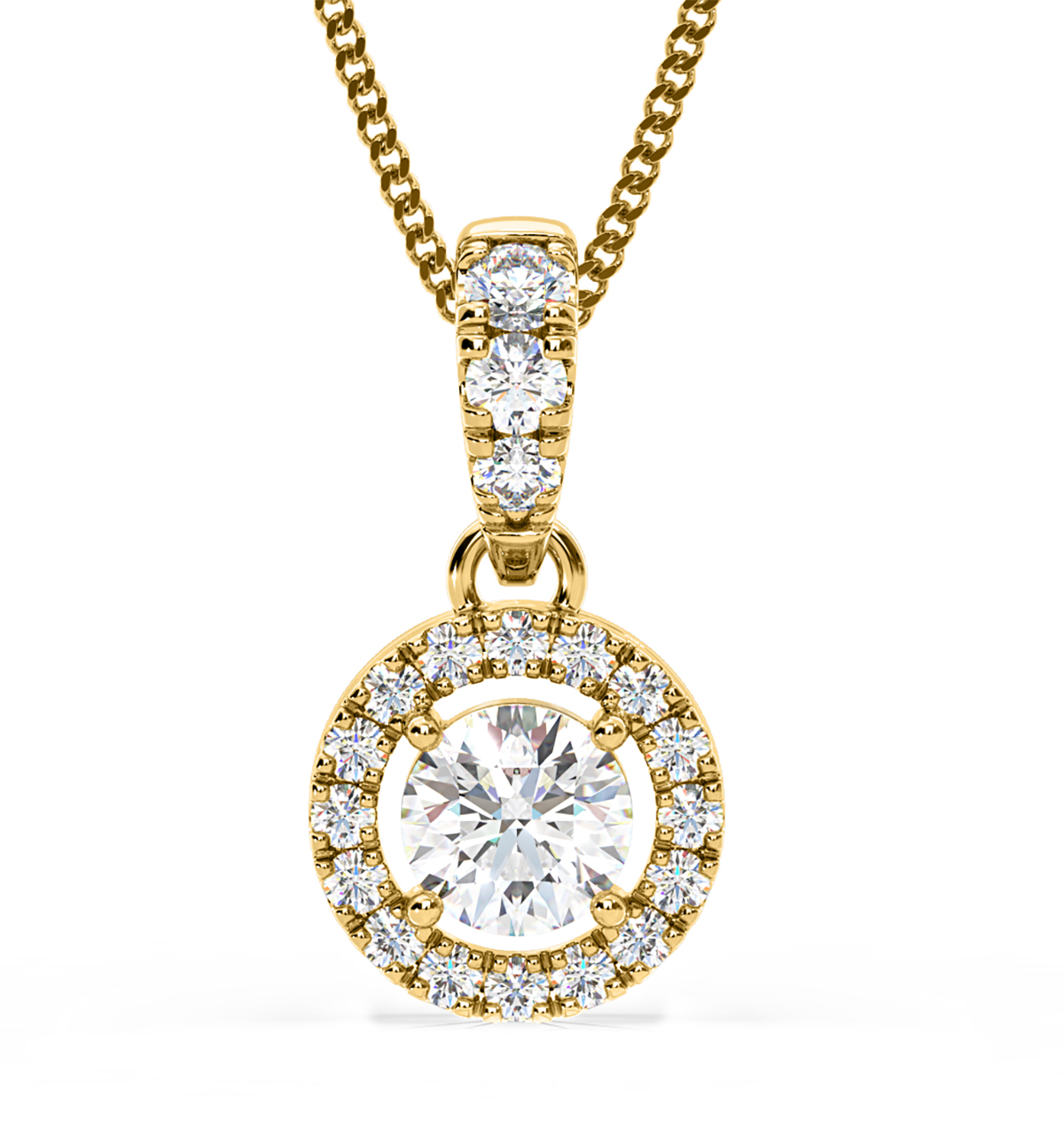 Ella Lab Diamond Halo 0.71ct Pendant Necklace in 18K Yellow Gold F VS1