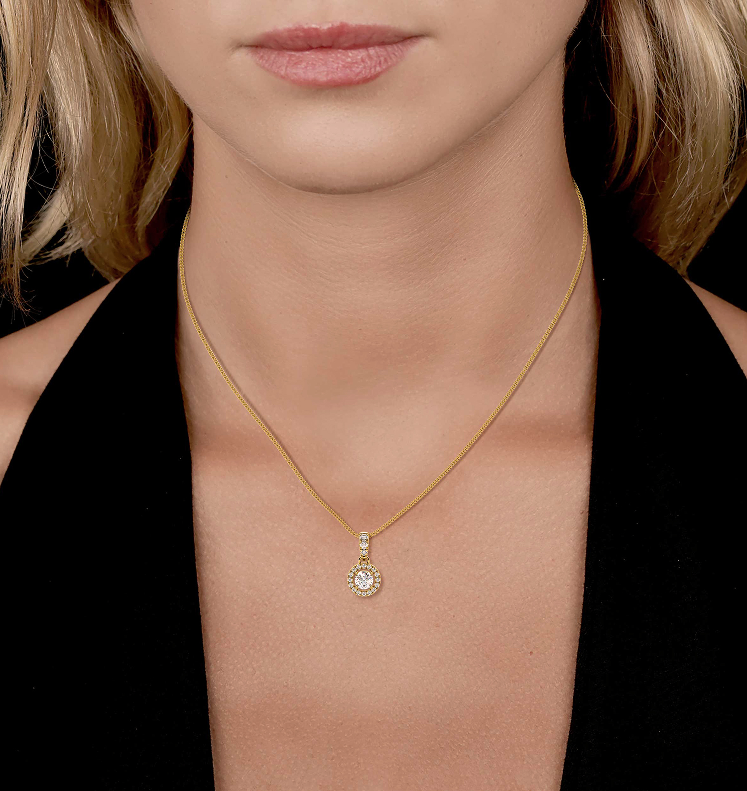 Thin gold chain necklace with small diamond hotsell