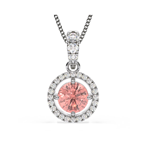 Ella Pink Lab Diamond 1.38ct Pendant Necklace in 18K White Gold - Elara Collection - Image 1