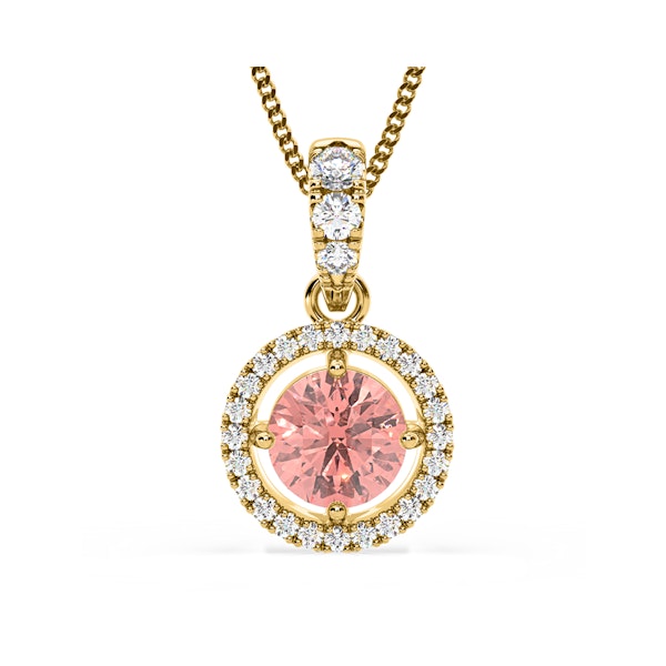 Ella Pink Lab Diamond 1.38ct Pendant Necklace in 18K Yellow Gold - Elara Collection - Image 1