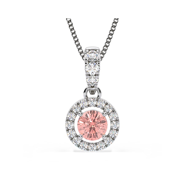 Ella Pink Lab Diamond 0.71ct Pendant Necklace in 18K White Gold - Elara Collection - Image 1
