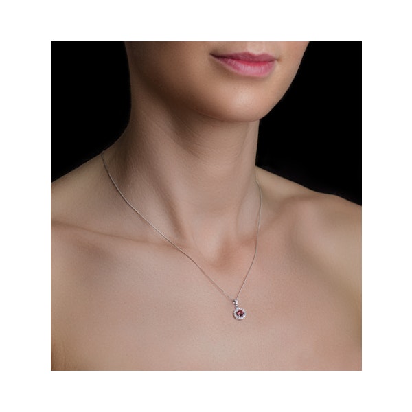 Pink Tourmaline 0.50CT and Diamond Halo Pendant Necklace 18K Gold - Image 3