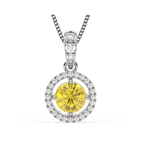 Ella Yellow Lab Diamond 1.38ct Pendant Necklace in 18K White Gold - Elara Collection