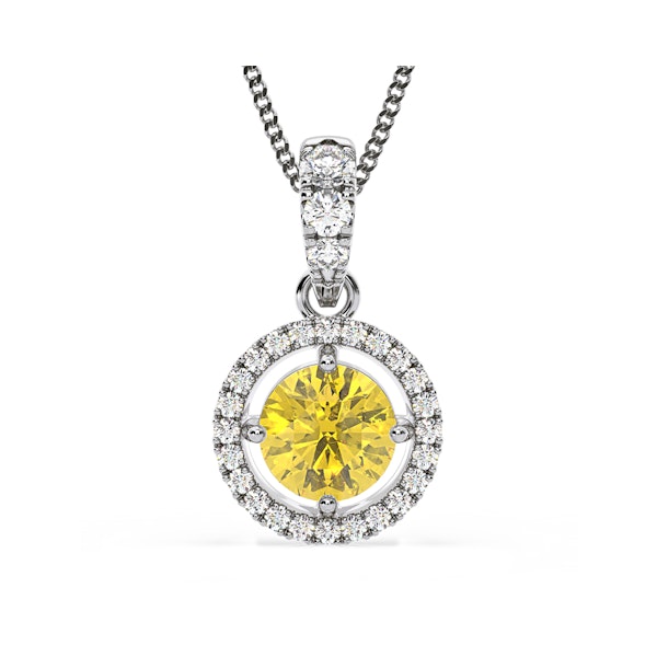 Ella Yellow Lab Diamond 1.38ct Pendant Necklace in 18K White Gold - Elara Collection - Image 1