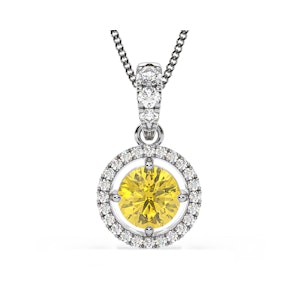 Ella Yellow Lab Diamond 1.38ct Pendant Necklace in 18K White Gold - Elara Collection
