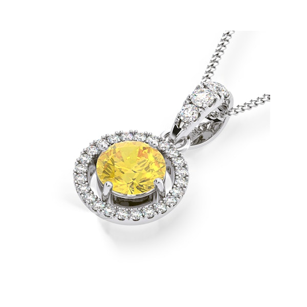 Ella Yellow Lab Diamond 1.38ct Pendant Necklace in 18K White Gold - Elara Collection - Image 3