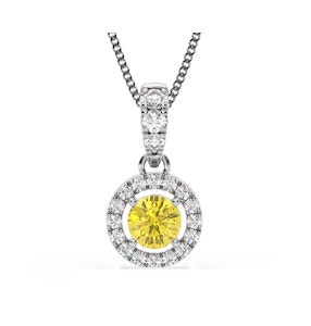 Ella Yellow Lab Diamond 0.71ct Pendant Necklace in 18K White Gold - Elara Collection