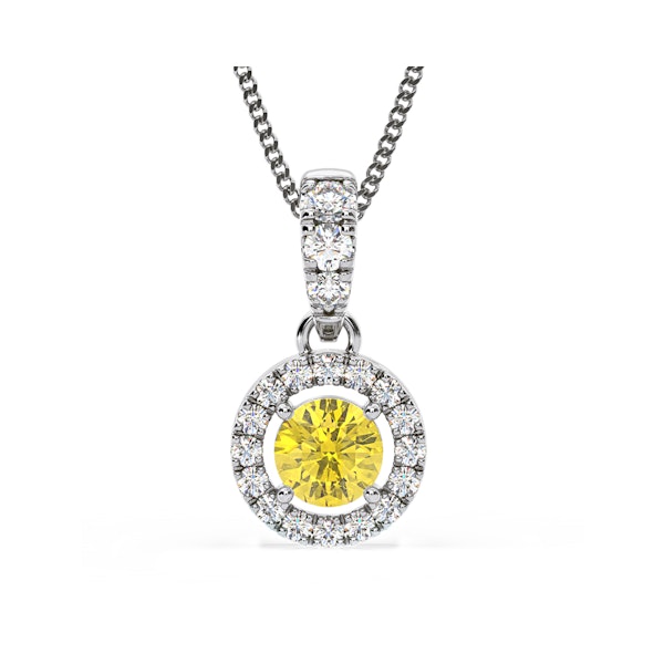 Ella Yellow Lab Diamond 0.71ct Pendant Necklace in 18K White Gold - Elara Collection - Image 1