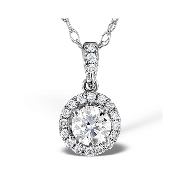 Ella Lab Diamond Halo Necklace in 18K White Gold 0.71ct F/VS1 - Image 1