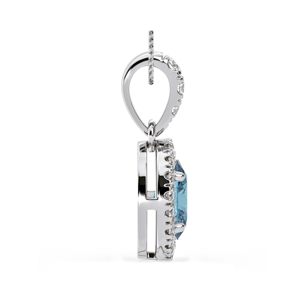 Georgina Blue Lab Diamond Oval Halo Necklace 1.38ct in 18K White Gold - Elara Collection - Image 5