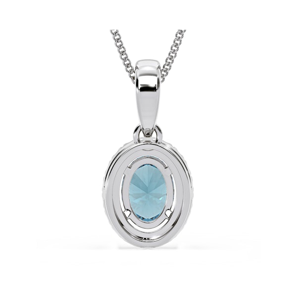 Georgina Blue Lab Diamond Oval Halo Necklace 1.38ct in 18K White Gold - Elara Collection - Image 6