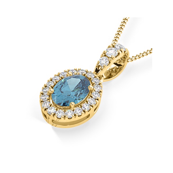 Georgina Blue Lab Diamond Oval Halo Necklace 1.38ct in 18KGold - Elara Collection - Image 3