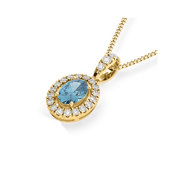 Georgina Blue Lab Diamond Oval Halo Necklace 0.70ct in 18KGold - Elara Collection - Image 3