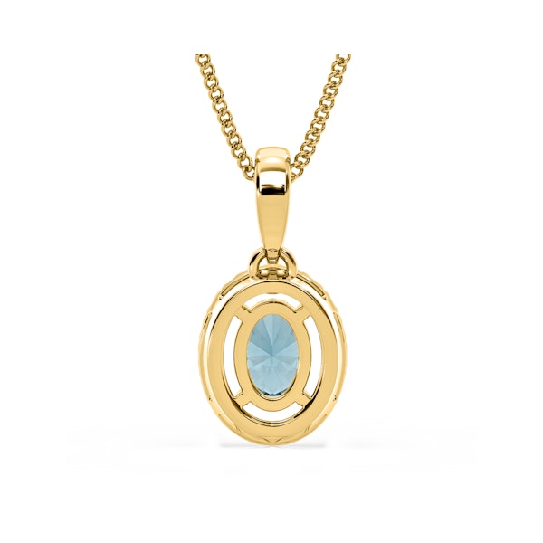 Georgina Blue Lab Diamond Oval Halo Necklace 0.70ct in 18KGold - Elara Collection - Image 6