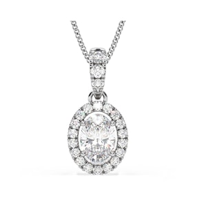 Georgina Oval Lab Diamond Halo Pendant Necklace 1.38ct in 18K White Gold F/VS1