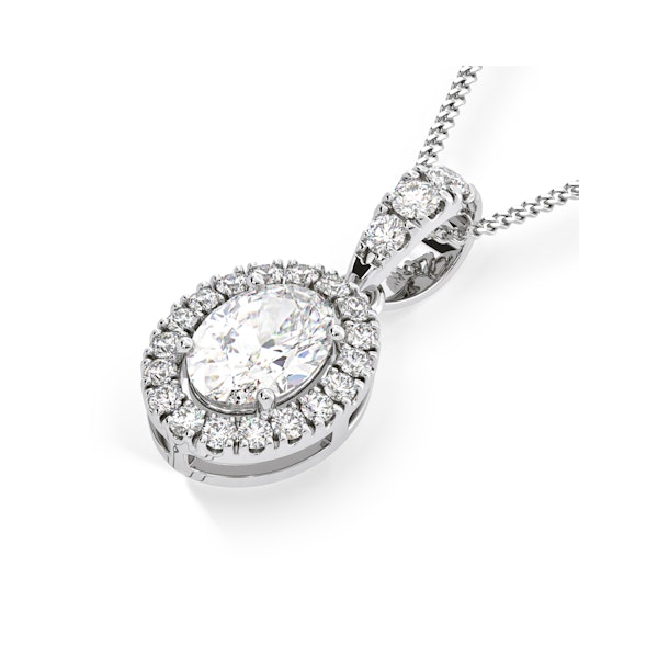 Georgina Oval Lab Diamond Halo Pendant Necklace 1.38ct in 18K White Gold F/VS1 - Image 3