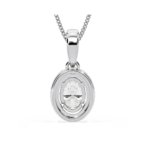 Georgina Oval Lab Diamond Halo Pendant Necklace 1.38ct in 18K White Gold F/VS1 - Image 6
