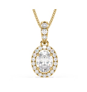 Georgina Oval Lab Diamond Halo Pendant Necklace 1.38ct in 18K Yellow Gold F/VS1
