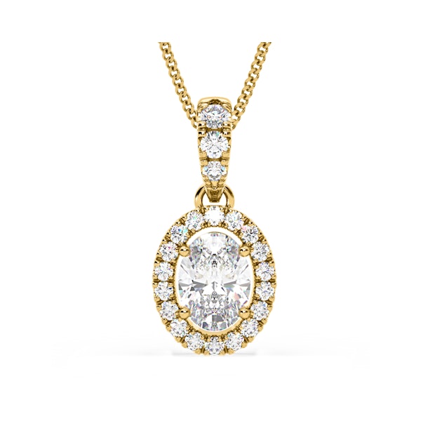 Georgina Oval Lab Diamond Halo Pendant Necklace 1.38ct in 18K Yellow Gold F/VS1 - Image 1