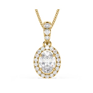 Georgina Oval Lab Diamond Halo Pendant Necklace 1.38ct in 18K Yellow Gold F/VS1