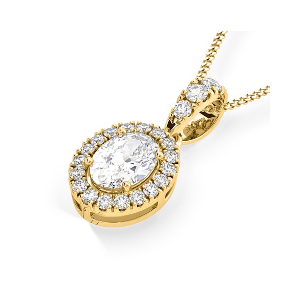 Georgina Oval Lab Diamond Halo Pendant Necklace 1.38ct in 18K Yellow Gold F/VS1 - Image 3