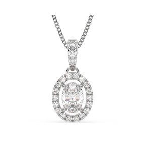 Georgina Oval Lab Diamond Halo Pendant Necklace 0.70ct in 18K White Gold F/VS1